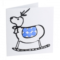 Blue mirror card reindeer